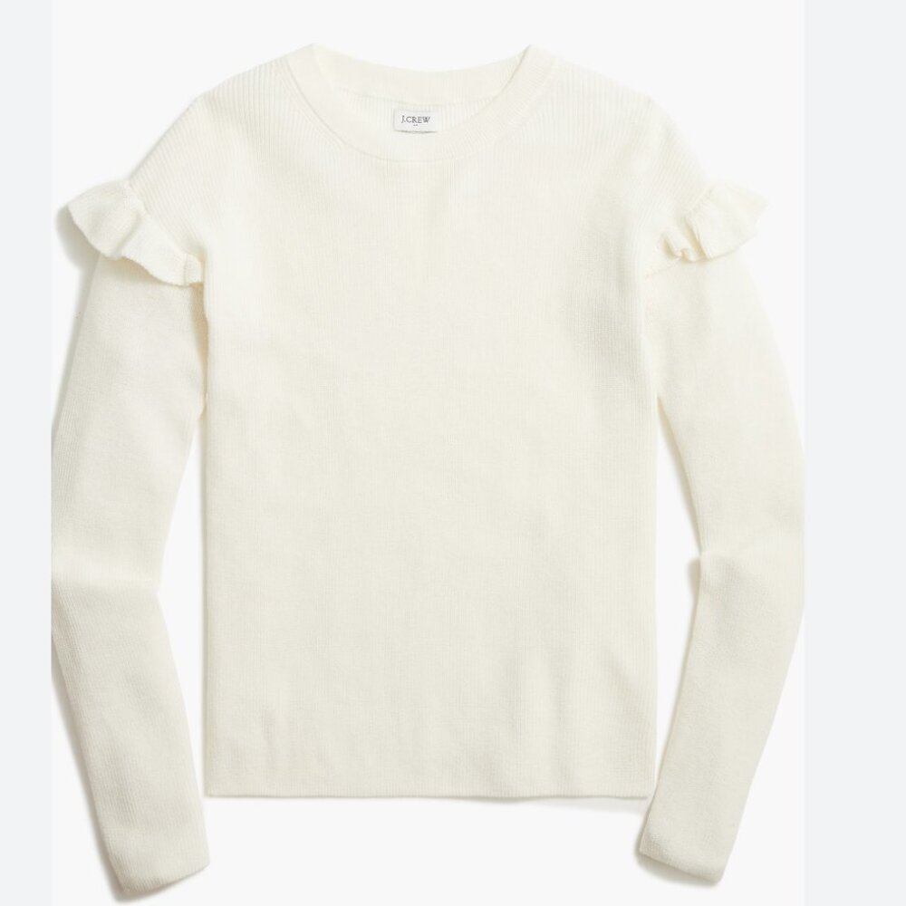 🤍✨ J. Crew Factory‎ Cotton Ruffle-Sleeve Sweater (NEW WITH TAG) ✨🤍